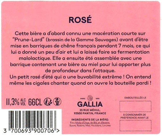 Etiquette BRASSERIE GALLIA 22B