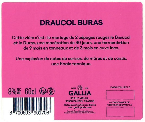 Etiquette BRASSERIE GALLIA 27B