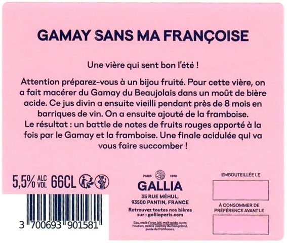Etiquette BRASSERIE GALLIA 28B