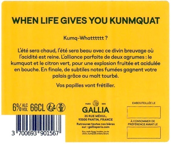 Etiquette BRASSERIE GALLIA 29B