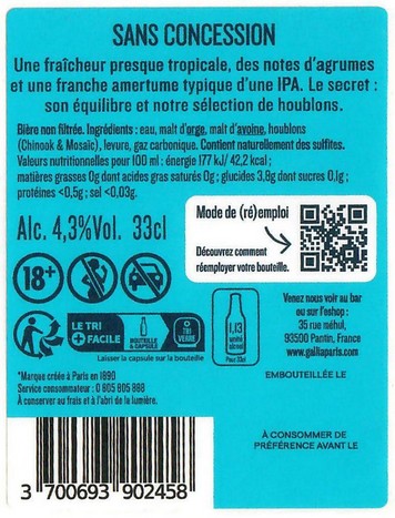 Etiquette BRASSERIE GALLIA 57B