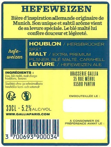 Etiquette BRASSERIE GALLIA 97B