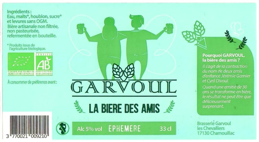 Etiquette BRASSERIE GARVOUL 12