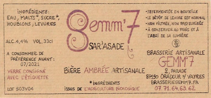 Etiquette BRASSERIE GEMM7 05