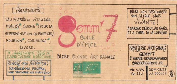 Etiquette BRASSERIE GEMM7 16