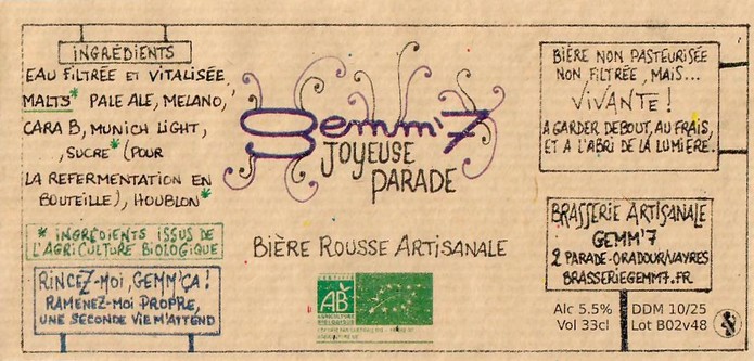Etiquette BRASSERIE GEMM7 38