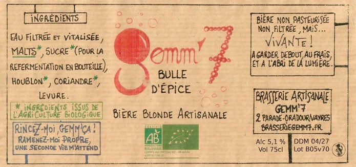 Etiquette BRASSERIE GEMM7 40