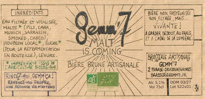 Etiquette BRASSERIE GEMM7 45