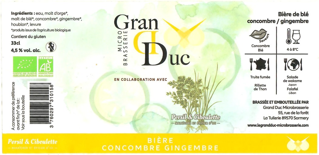 Etiquette BRASSERIE GRAND DUC 18