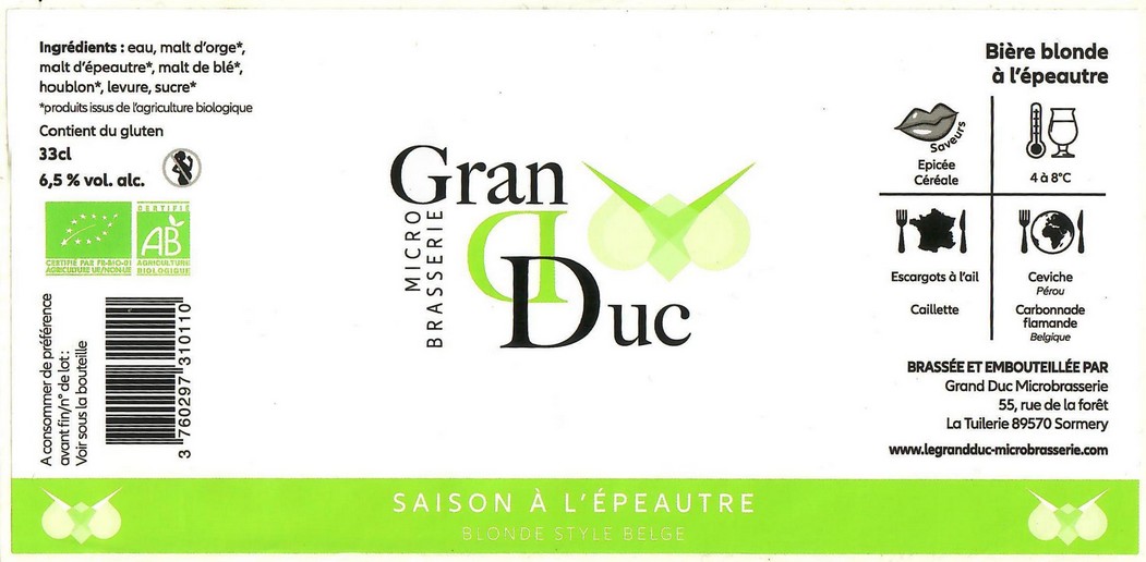 Etiquette BRASSERIE GRAND DUC 19