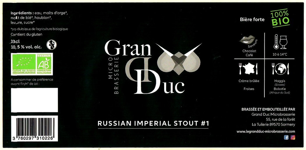 Etiquette BRASSERIE GRAND DUC 20