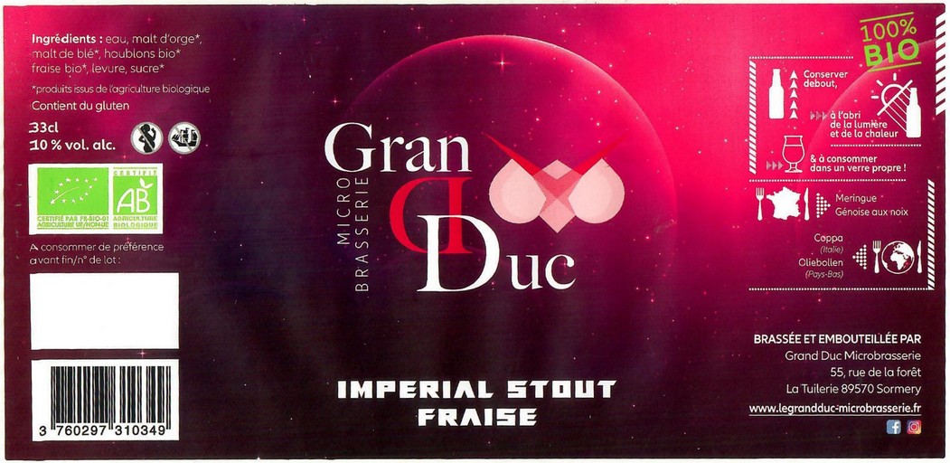 Etiquette BRASSERIE GRAND DUC 29