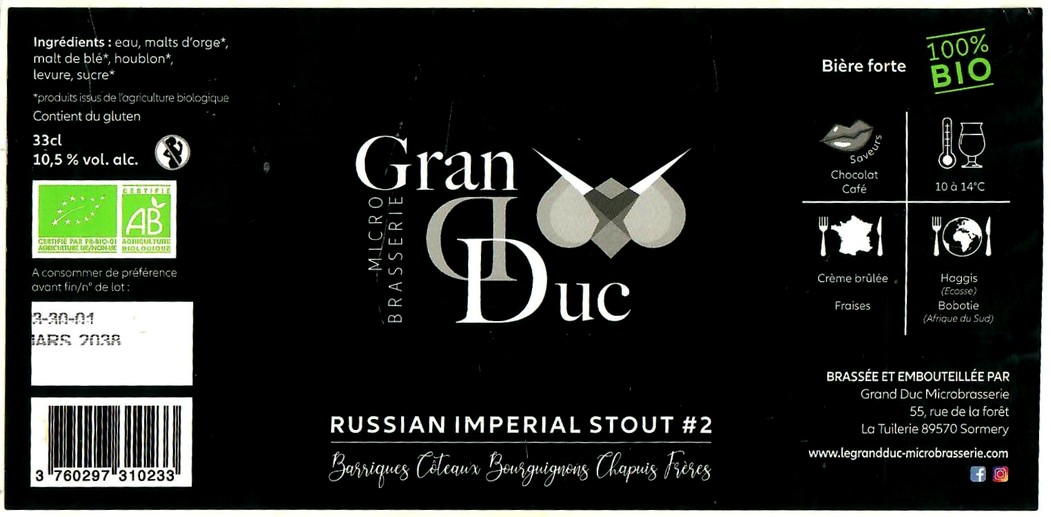 Etiquette BRASSERIE GRAND DUC 30