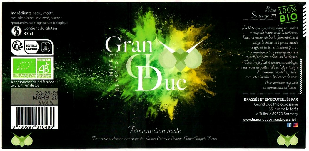 Etiquette BRASSERIE GRAND DUC 32