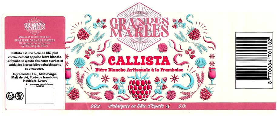 Etiquette BRASSERIE GRANDES MAREES 10