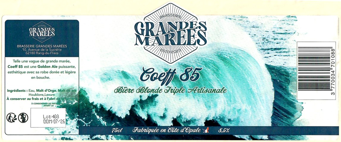 Etiquette BRASSERIE GRANDES MAREES 11