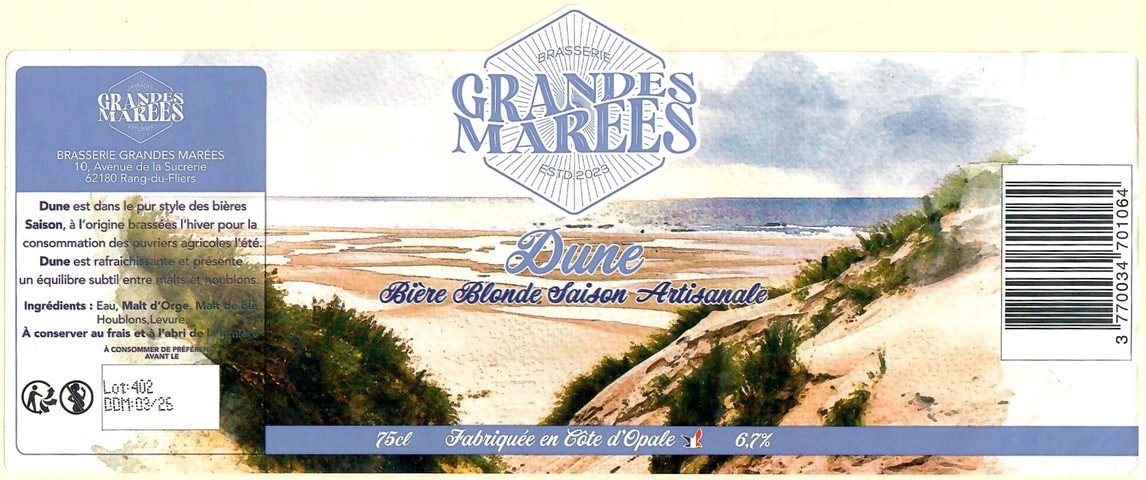 Etiquette BRASSERIE GRANDES MAREES 12