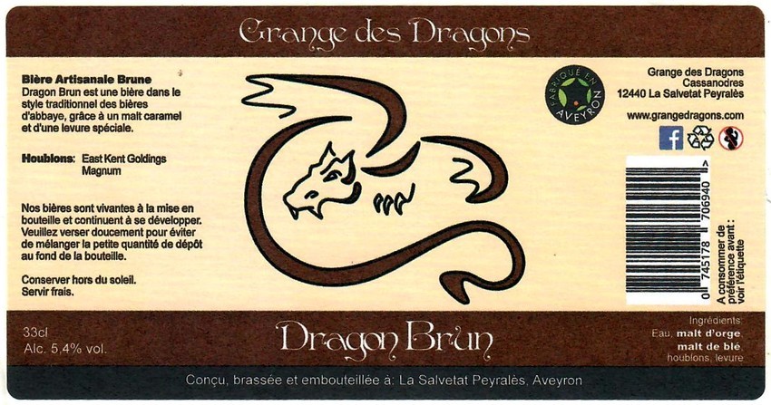 Etiquette BRASSERIE GRANGE DES DRAGONS 07