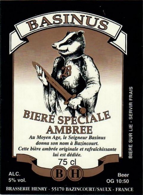 Etiquette BRASSERIE HENRY 22