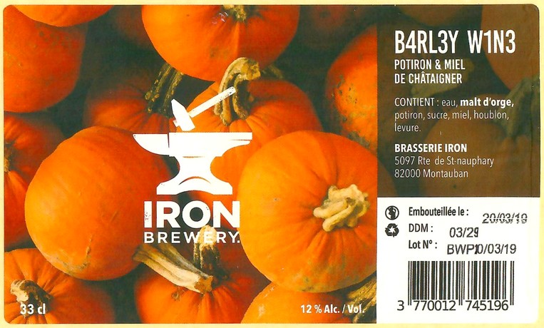 Etiquette BRASSERIE IRON 16