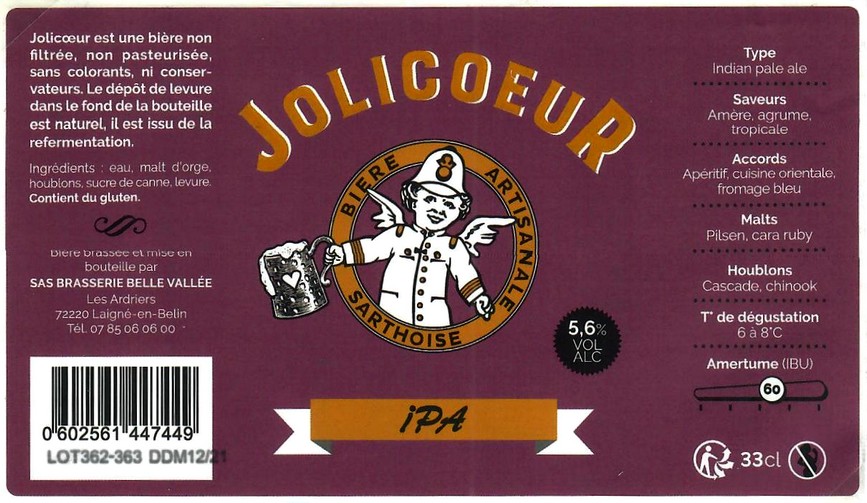 Etiquette BRASSERIE JOLICOEUR 37