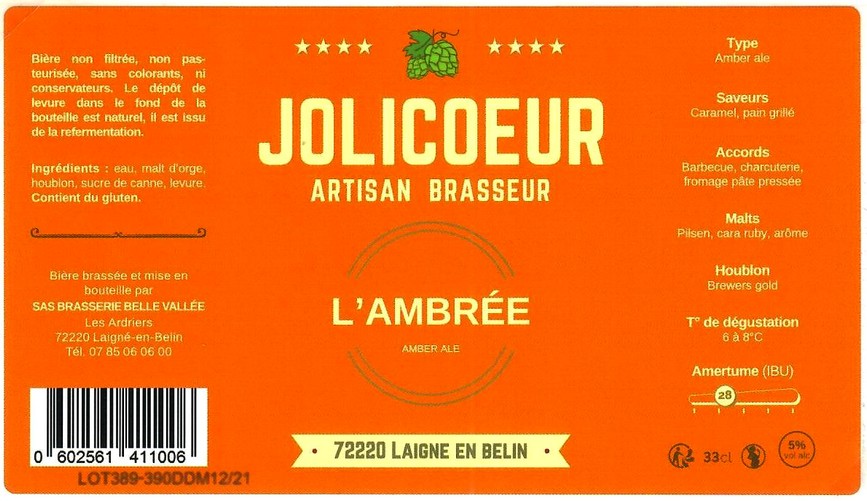 Etiquette BRASSERIE JOLICOEUR 44
