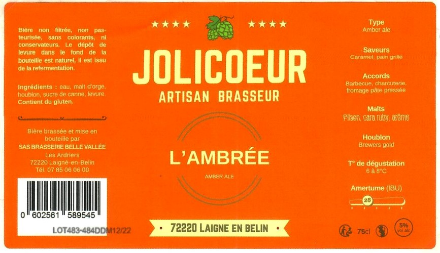 Etiquette BRASSERIE JOLICOEUR 45