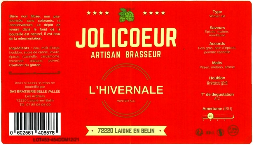 Etiquette BRASSERIE JOLICOEUR 51