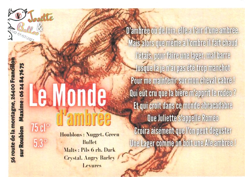 etiquette BRASSERIE JOSETTE ET BALOO 01