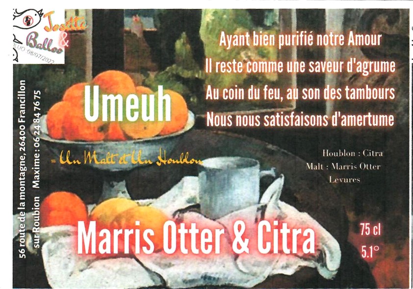 etiquette BRASSERIE JOSETTE ET BALOO 03