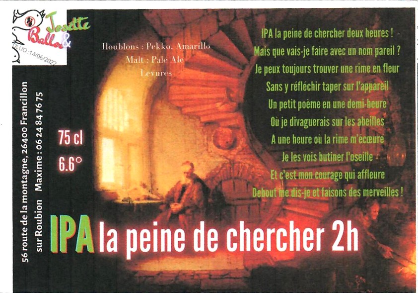 etiquette BRASSERIE JOSETTE ET BALOO 09