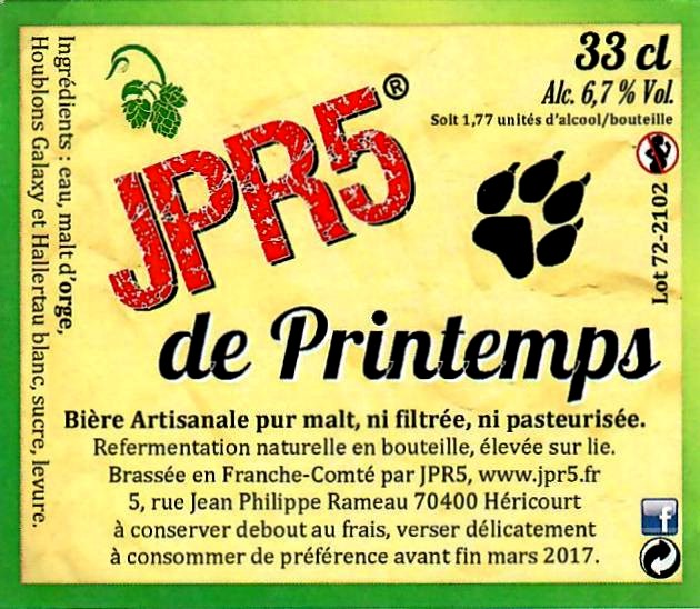 Etiquette BRASSERIE JPR5 12