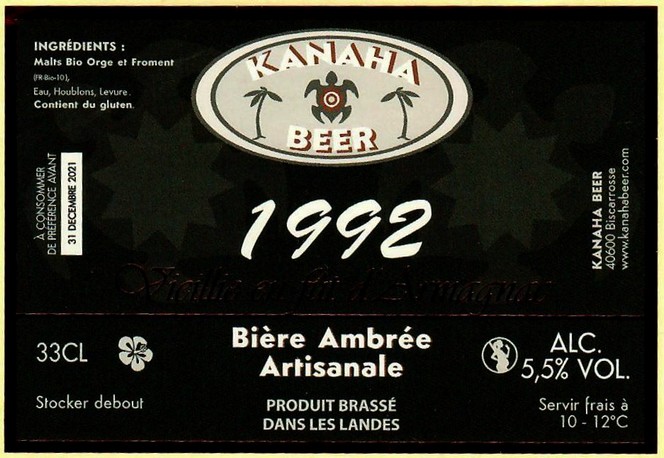 etiquette BRASSERIE KANAHA BEER 45