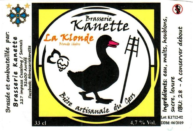 Etiquette BRASSERIR KANETTE 19