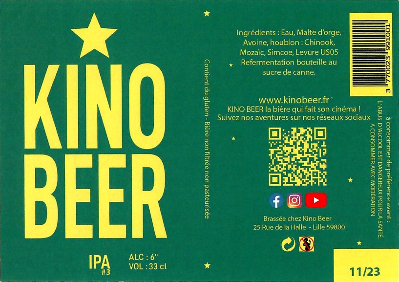 Etiquette BRASSERIE KINO BEER 17