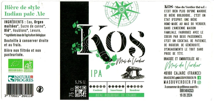 Etiquette BRASSERIE KOS 11