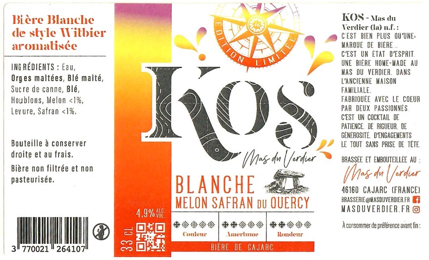 Etiquette BRASSERIE KOS 18