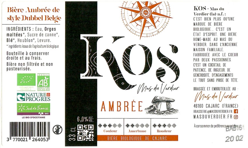 Etiquette BRASSERIE KOS 21