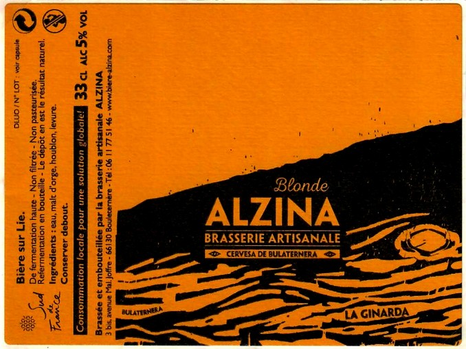 etiquette BRASSERIE L'ALZINA 01