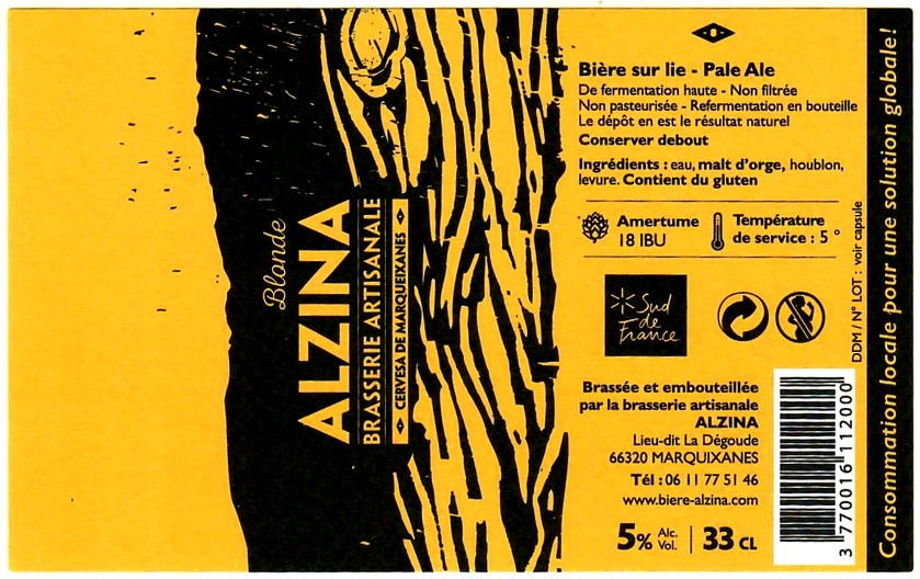etiquette BRASSERIE L'ALZINA 15