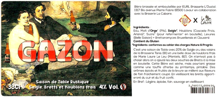 Etiquette BRASSERIE L'OUSTAL 11