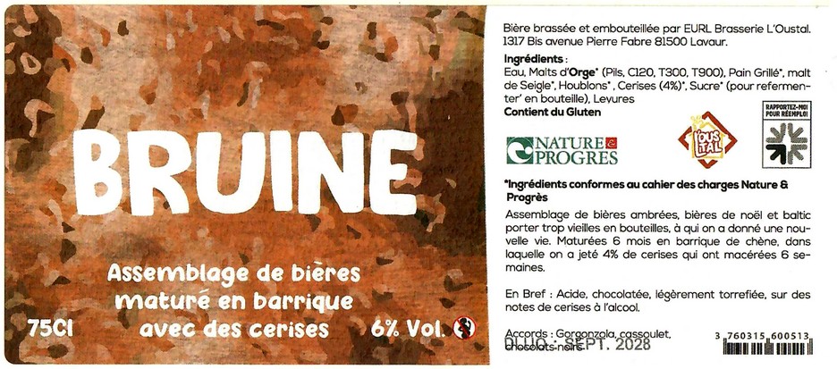 Etiquette BRASSERIE L'OUSTAL 16