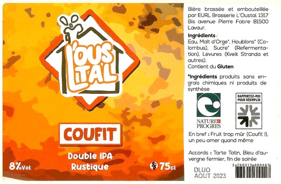 Etiquette BRASSERIE L'OUSTAL 20