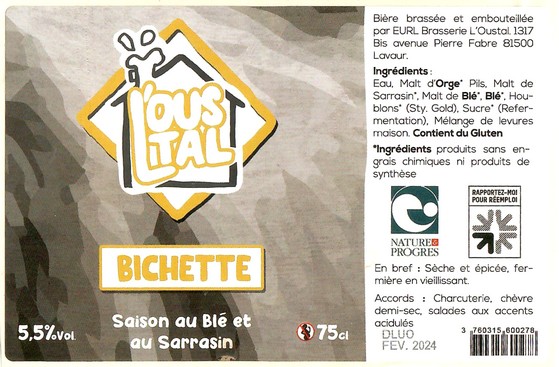 Etiquette BRASSERIE L'OUSTAL 21