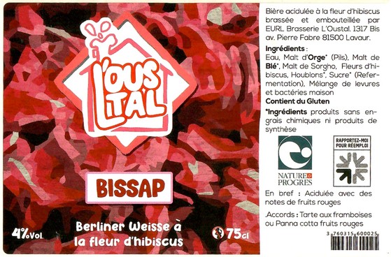 Etiquette BRASSERIE L'OUSTAL 25