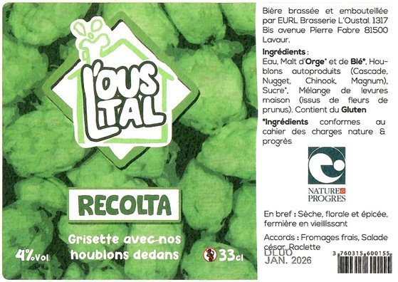 Etiquette BRASSERIE L'OUSTAL 28