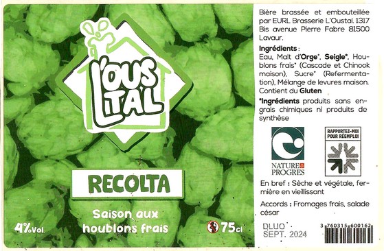 Etiquette BRASSERIE L'OUSTAL 29