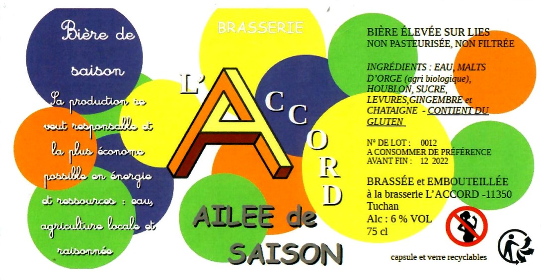 Etiquette BRASSERIE L'ACCORD 01
