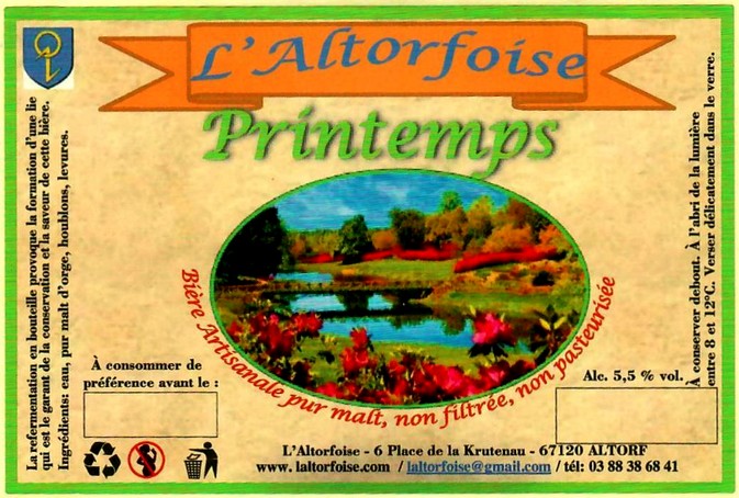 Etiquette BRASSERIE L'ALTORFOISE 07