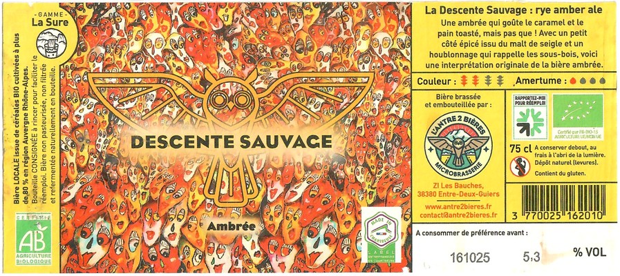 Etiquette BRASSERIE L'ANTRE 2 BIERES 01